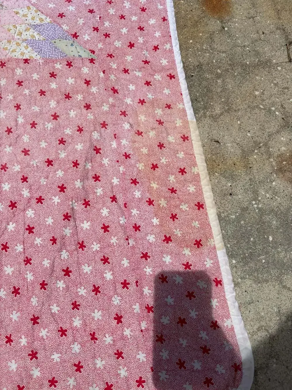 70s Pastel Dandy Lone Star Faded Patchwork Quilt